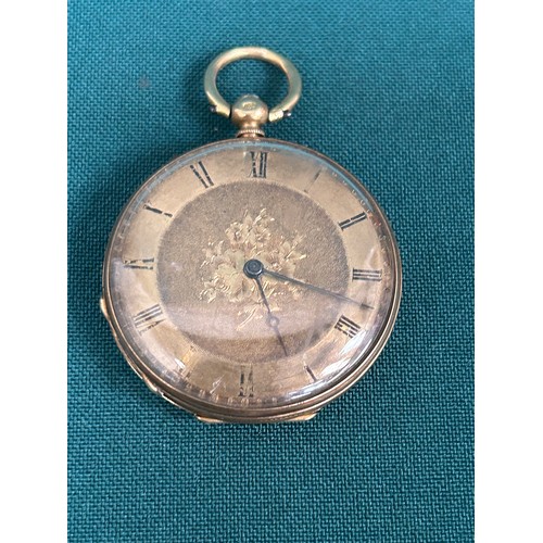 68 - 19th Century ladies pocket watch in 18ct gold case (marked to the crown and inside of case). The gil... 