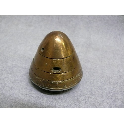 9 - A SOLID BRASS BRITISH FUSE SHELL. The time and percussion fuze N°80 was the fuze usually used with t... 