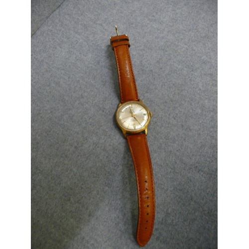 14 - A MuDu GENTS WATCH, 1960`S 24 JEWEL DOUBLEMATIC WITH DATE GOLD PLATED WORKING