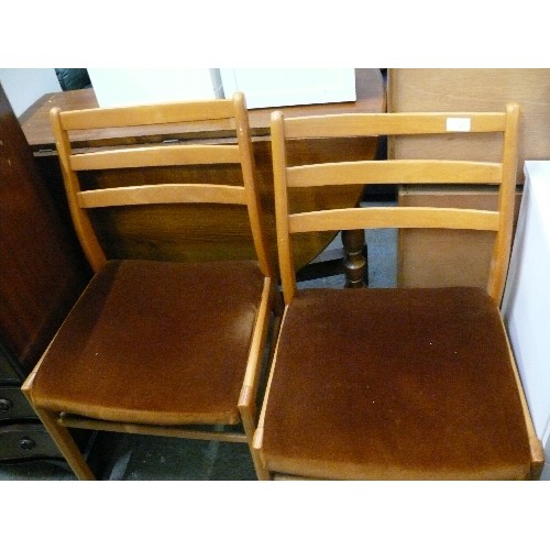 409 - PAIR OF TEAK LADDER BACK DINING CHAIRS