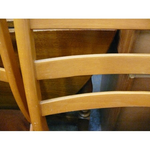 409 - PAIR OF TEAK LADDER BACK DINING CHAIRS