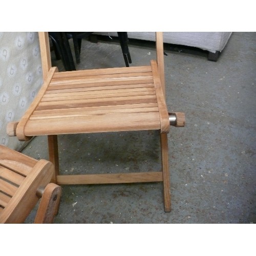 418 - 2 X TEAK SLATTED GARDEN CHAIRS