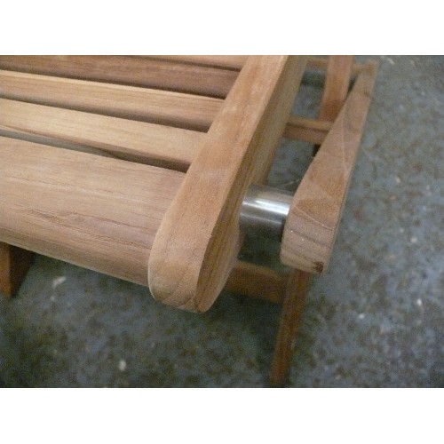 418 - 2 X TEAK SLATTED GARDEN CHAIRS