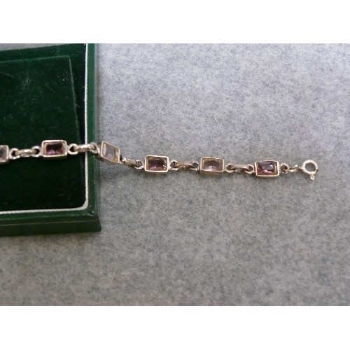 24 - A SCOTTISH SOLID SILVER AND AMETHYST  BRACELET