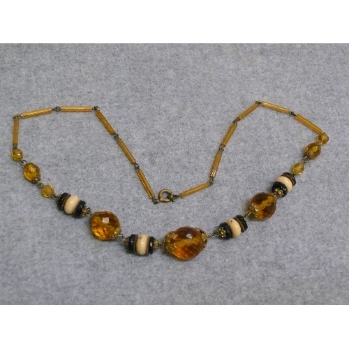 25 - A VERY UNUSUAL VICTORIAN NECKLACE, GLASS BEADS AND STRINGING