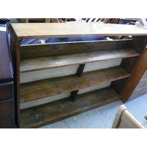 424 - VINTAGE OPEN BACK BOOKCASE IN STAINED PINE