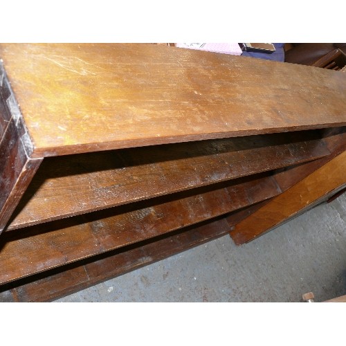 424 - VINTAGE OPEN BACK BOOKCASE IN STAINED PINE