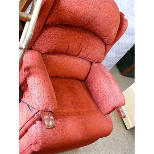 441 - RISE AND RECLINE CHAIR IN BURGUNDY CHENILLE, NEW WITH TAGS