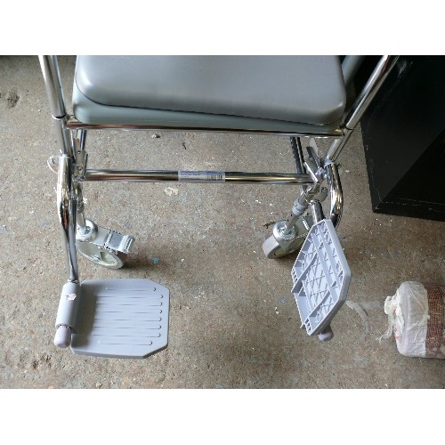 448 - WHEELCHAIR COMMODE IN GREY, UNUSED