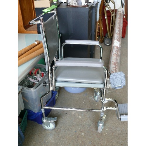 448 - WHEELCHAIR COMMODE IN GREY, UNUSED