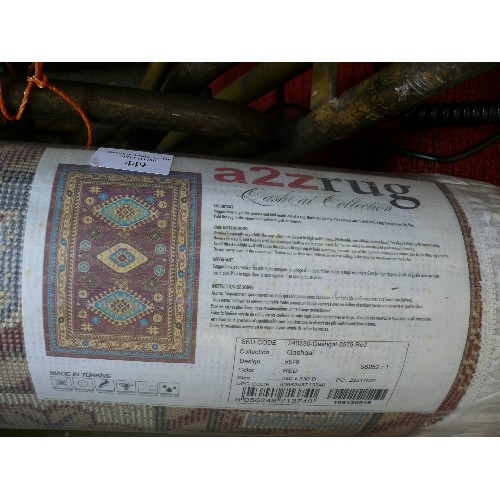 449 - RUG - QASHQAI COLLECTION, MADE IN TURKEY RED PATTERNED 240 X 330, NEW AND SEALED