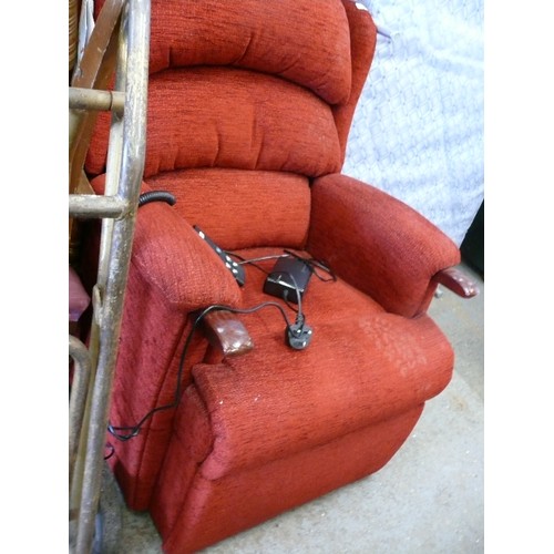 441 - RISE AND RECLINE CHAIR IN BURGUNDY CHENILLE, NEW WITH TAGS