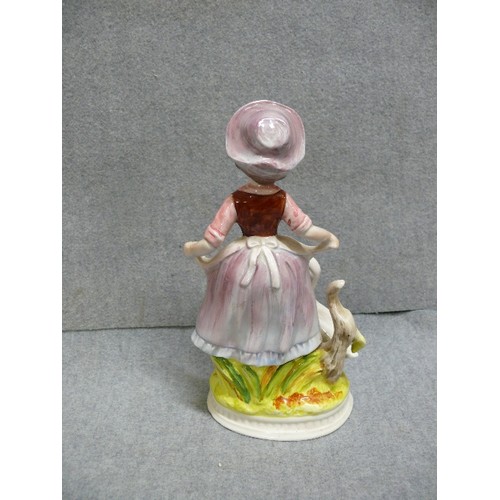 71 - CERAMIC GIRL WITH GOOSE FIGURE.