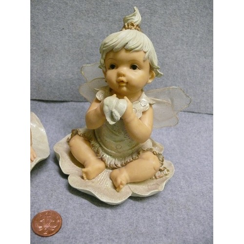 72 - 2 CUTE FAIRY BABY FIGURES, RESIN.