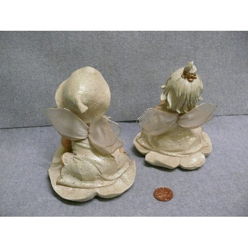 72 - 2 CUTE FAIRY BABY FIGURES, RESIN.