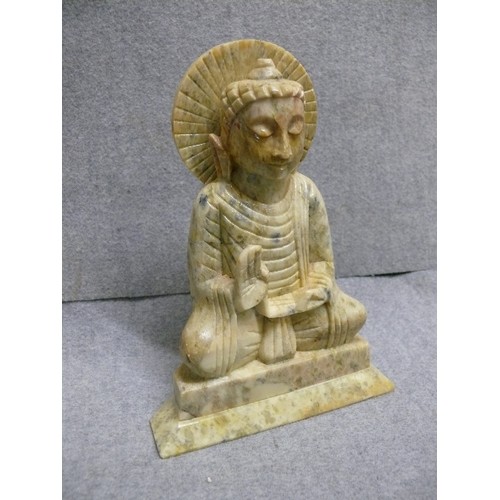 73 - SITTING BUDDHA SOAPSTONE FIGURE.