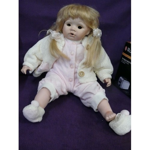 145 - PORCELAIN BABY DOLL 'PRIDE & JOY' BY REGENCY FINE ARTS, WITH BOX.