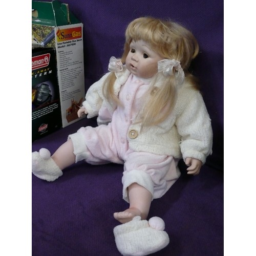 145 - PORCELAIN BABY DOLL 'PRIDE & JOY' BY REGENCY FINE ARTS, WITH BOX.