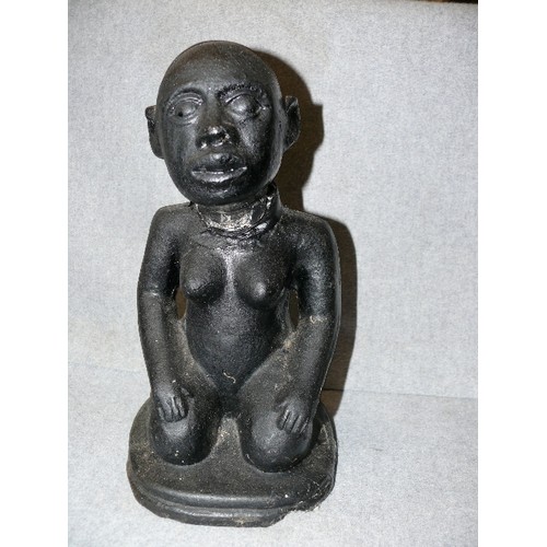 148 - SITTING THAI BUDDHA, AND A KNEELING FIGURE [DAMAGE TO NECK]