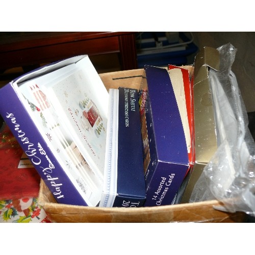 361 - QUANTITY OF CHRISTMAS ITEMS, BOXED MINI TREE, CHRISTMAS CARDS, CANDLES, HOLLY ETC.