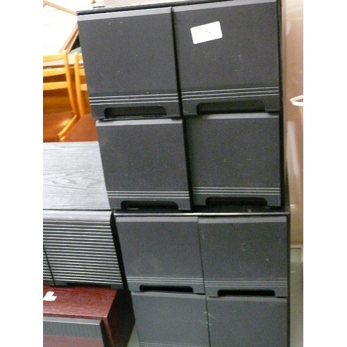 374 - 3 X RETRO TAPE CASSETTE STORAGE DRAWERS FOR CD'S AND VHS TAPES