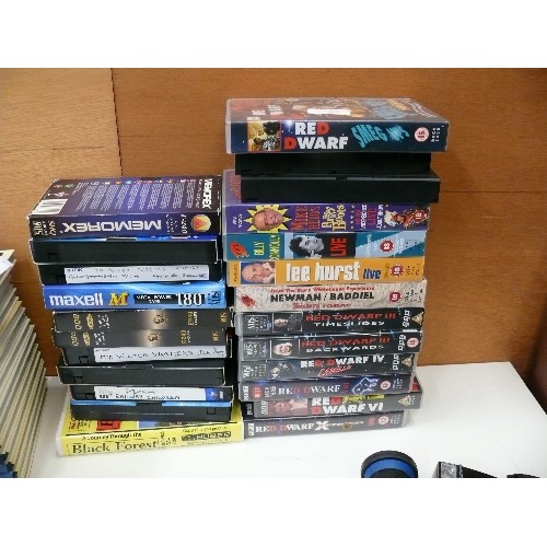 404 - QUANTITY OF VHS FILMS AND COMEDY -  LEE HURST, NEWMAN/BADDIEL, BILLY CONNOLLY ETC.