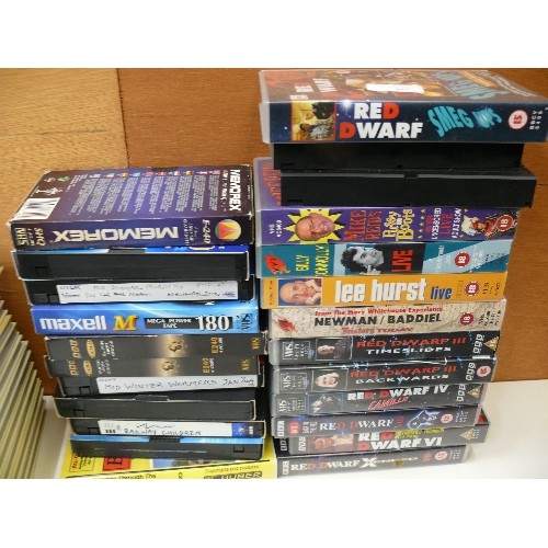 404 - QUANTITY OF VHS FILMS AND COMEDY -  LEE HURST, NEWMAN/BADDIEL, BILLY CONNOLLY ETC.