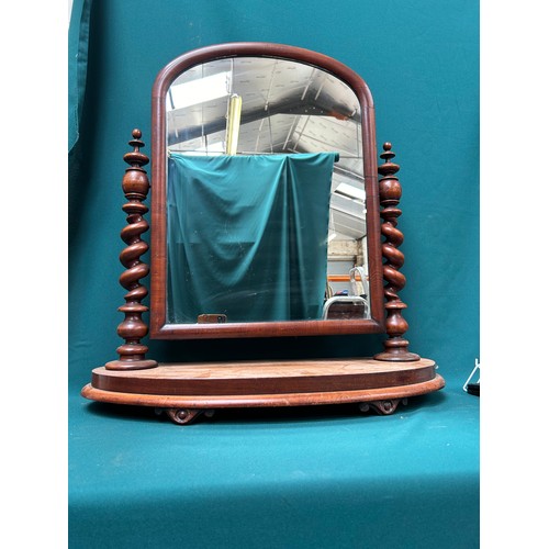 457 - Large Victorian Mahogany Dressing Table mirror with barley twist supports - 80cm x 70cm