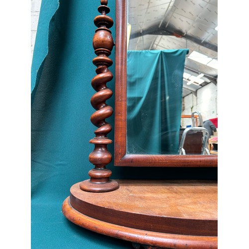 457 - Large Victorian Mahogany Dressing Table mirror with barley twist supports - 80cm x 70cm