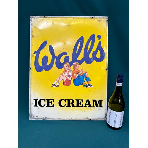 168A - Original Tin Enamel Wall's Ice Cream Sign, 1970's - Good condition - fixing holes around outside, 18... 