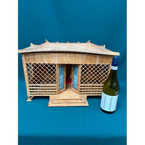 400 - A large vintage matchstick model of a Japanese Tea House, with removable roof, interior screens and ... 