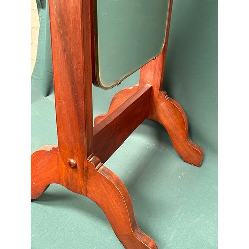 458 - A late 1920's Cheval Dressing Mirror on a mahogany stand, the shaped top with shell detail.