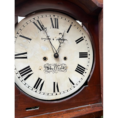 349 - An early 19th Century Longcase Clock by Dyson and Johnson of Sheffield, white enamel dial with roman... 