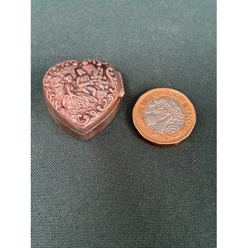 136 - A very pretty Sterling Silver Heart shaped Pill Box in the Continental Style, hallmarked Sheffield 2... 