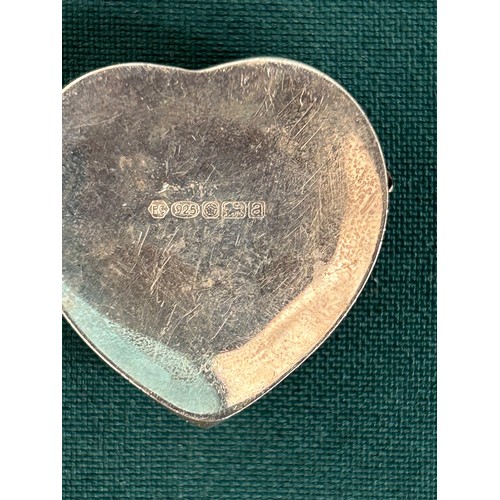 136 - A very pretty Sterling Silver Heart shaped Pill Box in the Continental Style, hallmarked Sheffield 2... 