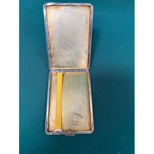 136B - Sterling Silver Art Deco style Cigarette Case, with engine turned design. Hallmarked Birmingham 1935... 