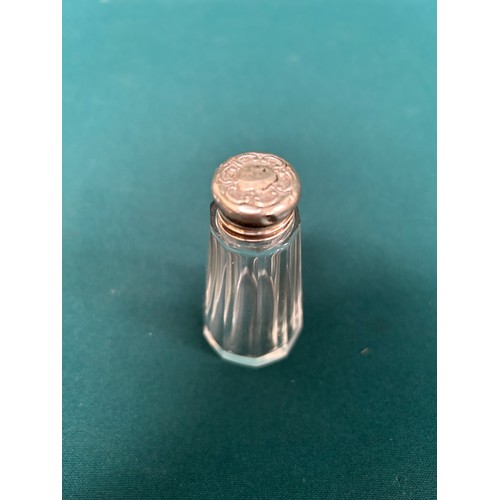 136G - Cut glass dressing table jar with silver top, London 1922 and a rouge pot, Birmingham 1916