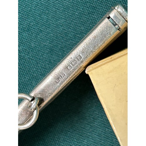 136F - Sterling silver Cigar Cutter, engine turned design. Hallmarked Birmingham 1964. 16 grams