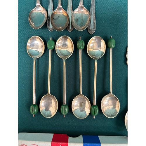 136R - 3 sets of 6 EPNS Tea and Coffee Spoons and 8 Souvenir spoons