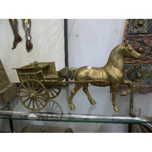 125 - A HEAVY BRASS HORSE AND TRAP