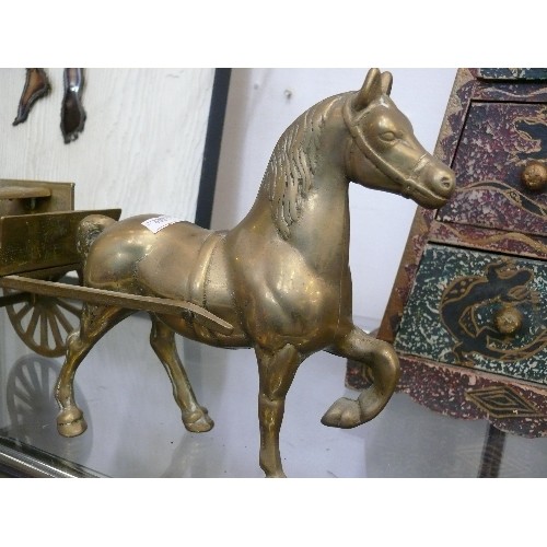 125 - A HEAVY BRASS HORSE AND TRAP