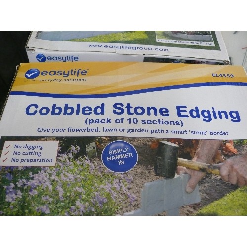 129 - 6 BOXES OF COBBLED STONE EDGING (10 SECTIONS IN EACH BOX)