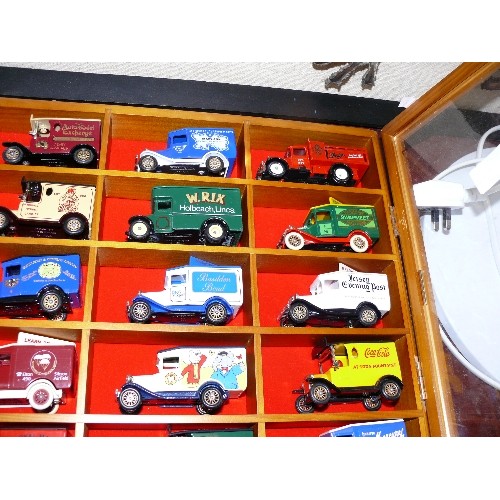 166 - 15 X COLLECTORS CARS [UNBOXED] IN DISPLAY CABINET.