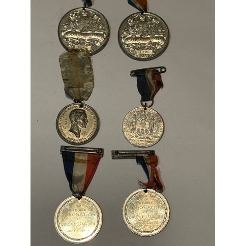 119C - Six medals including two scarce white metal medals for the coronation of Edward VII in 1902 with por... 