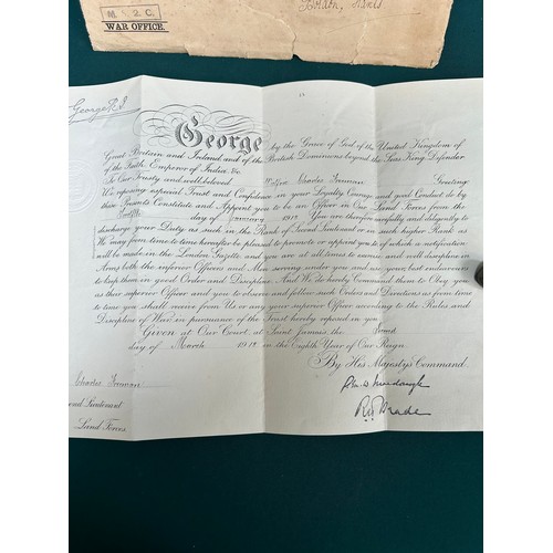 184 - WW1 Ephemera. 1918 Appointment letter with original envelope from the War Office appointing Wilfred ... 