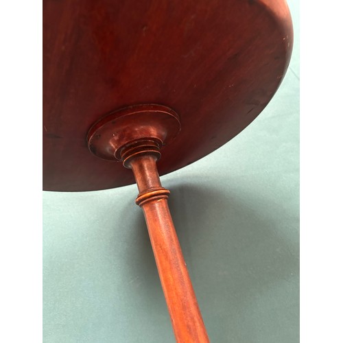 454 - 19th Century mahogany lamp or wine table with turned column and splayed tripod legs with a raised ri... 