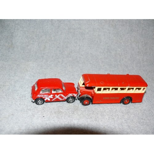 182 - A MIXED BOX OF COLLECTORS VEHICLES TO INCLUDE SILVER JUBILEE QUEENS CAARIAGE, MATCHBOX, DINKY, LLEDO... 