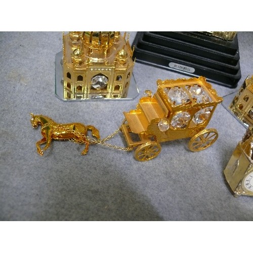 6 - 5 X 24ct GOLD PLATED CRYSTAL TEMPTATIONS CUT AUSTRIAN CRYSTAL 2 X TAJ MAHAL, CARRIAGE CLOCK, BLACKPO... 