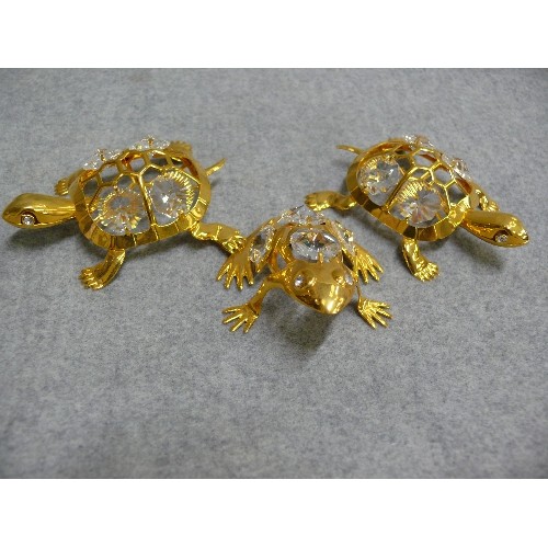 7 - 11 X 24ct GOLD PLATED CRYSTAL TEMPTATIONS CUT AUSTRIAN CRYSTAL ANIMALS - FROGS, DOLPHIN, OWL