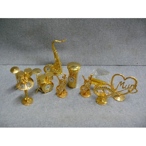 9 - 10 X 24ct GOLD PLATED CRYSTAL  TEMPTATIONS CUT AUSTRIAN CRYSTAL INSTRUMENTS - DRUM, PIANO, MORE